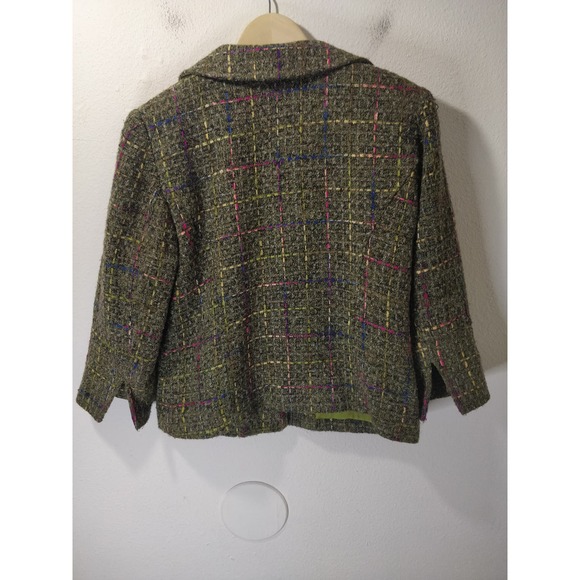 Uniform By John Paul Richard Green Tweed Acrylic Button Blazer Size 12 - Picture 5 of 9